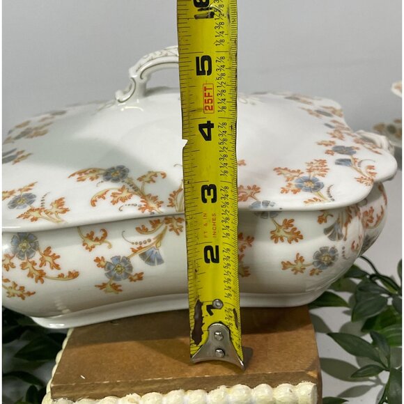 Antique H&C Limoges France Porcelain Covered Vegetable Tureen Dish Floral Design - Picture 12 of 16